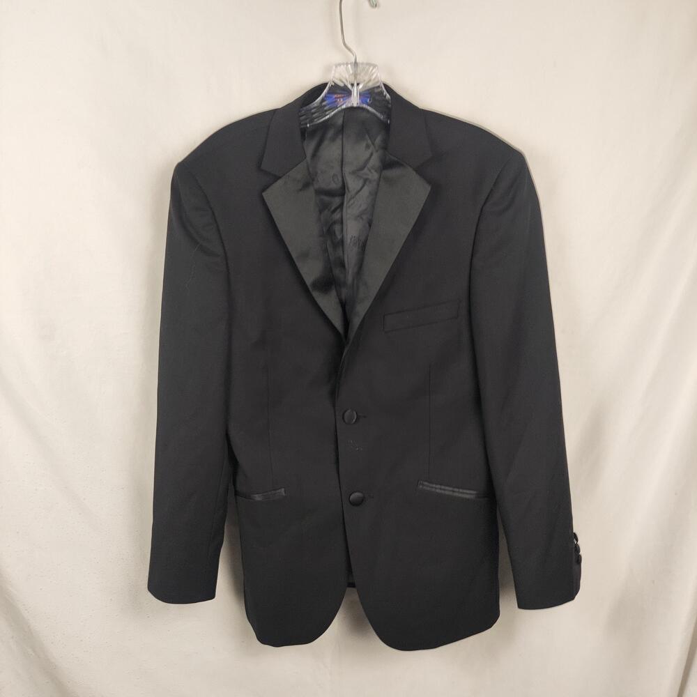 Berragamo Suit Jacket Mens 38 Short Black Lazio Tuxedo Poly Rayon Formal 2 Btn